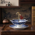 Umbrella Shape Ceramic Tea Strainer - Blue & White Porcelain Rotating Loose by Unknown