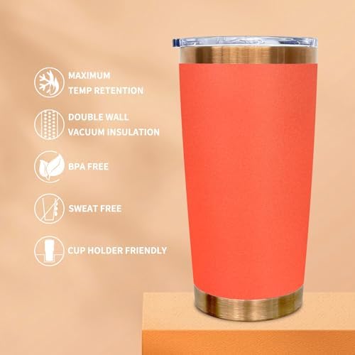 20 oz Tumbler Bulk Stainless Steel Tumblers with Lids and Straws Orange - Image 3