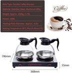 Commercial Coffee Warmer Dual Decanter Warmer Plate, Stainless Steel Portable Warmer for Standard Glass Decanter, Suitable for Cafe, Break Room, Buffet, Event and Commercial Use - Image 7