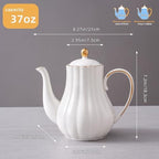 Agyiuns Tea Pot, Porcelain Teapot 37oz，tea pots for tea party，Tea Infuser Pots for Blooming loose Leaf Tea(White) - Image 2