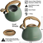 Poliviar Tea Kettle, 2.7 Quart Seaweed Green Finish with Wood Pattern Handle Loud Whistle Food Grade Stainless Steel Teapot, Anti-Hot Handle and Anti-Rust, Suitable for All Heat Sources (JX2020-SB30) - Image 6