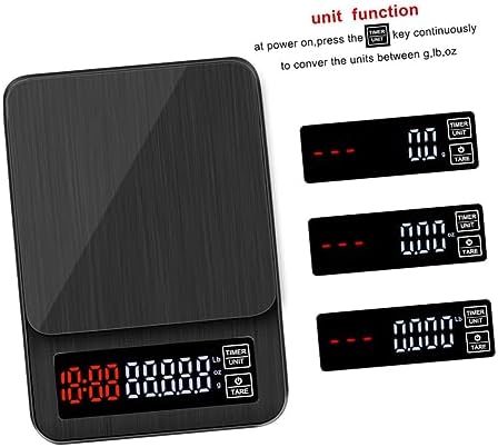 Electronic Coffee Scale with Timer 5kg Black LED Precision Sensors - Image 4