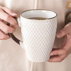 Ceramic Coffee Mug Set - 16 Oz Large Coffee Mugs - Embossed Stoneware Cup - Image 6
