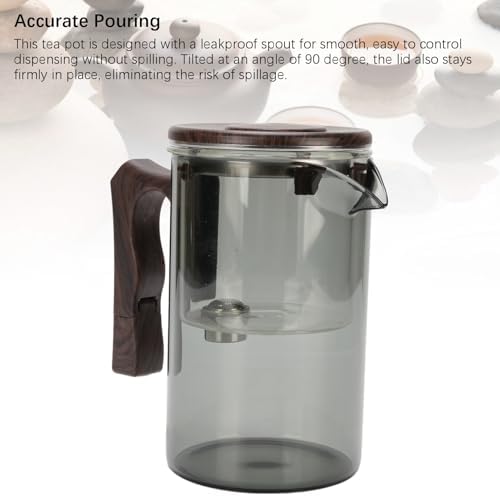 Glass Teapot with Fine Mesh Strainer Heatproof Borosilicate Body Wood Handle 750ml Cold Brew Loose Leaf Tea Maker for Hot or Iced Tea Grey - Image 5