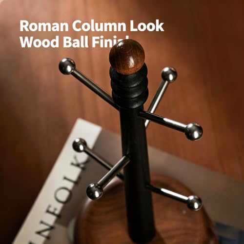 Wooden Mug Tree Holder, Countertop Coffee Cup Stand with Solid Wood Base for Mugs, Jewelry & Kitchen Organizer - Image 6