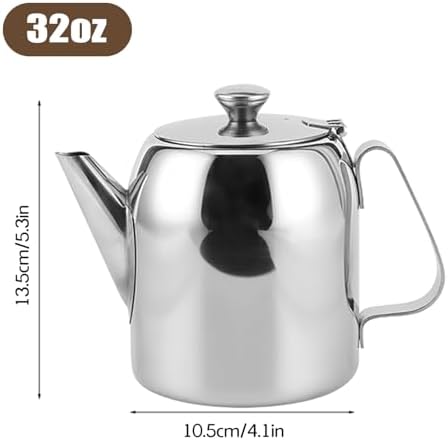 32oz Stainless Steel Teapot, Stovetop Kettle for Pour Over Coffee and Tea, Induction Compatible with Non Drip Spout Serving Teapot for Home Office Restaurant Hotel Travel Camping Use - Image 2