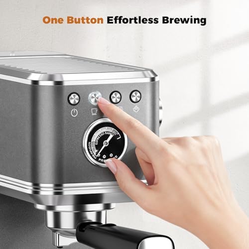 CHULUX Elite Espresso Coffee Machine with Steam Wand for Cappuccino, Gray - Image 2