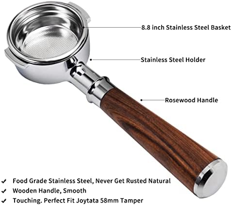 Bottomless Portafilter 58mm Compatible with E61 Group, Rancilio/Expobar/Rocket Espresso Machines, 2 ears 58mm Portafilter, Filter Basket Included (Redwood) - Image 5