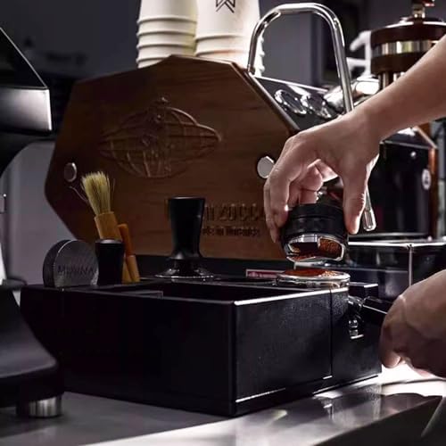 Espresso Knock Box,Plastic Black Coffee knock box,Espresso Tamping Mat,Espresso Accessories Tool for Baristas，Storage 51-58MM Espresso Tamper (Black) - Image 6
