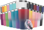 30oz Stainless Steel Travel Mug with Lid, 25 Pack Double Wall Vacuum Insulated Bulk Tumbler, Powder Coated Coffee Cup Suitable for Vehicle Cup Holders (Assorted Colors) by Deitybless