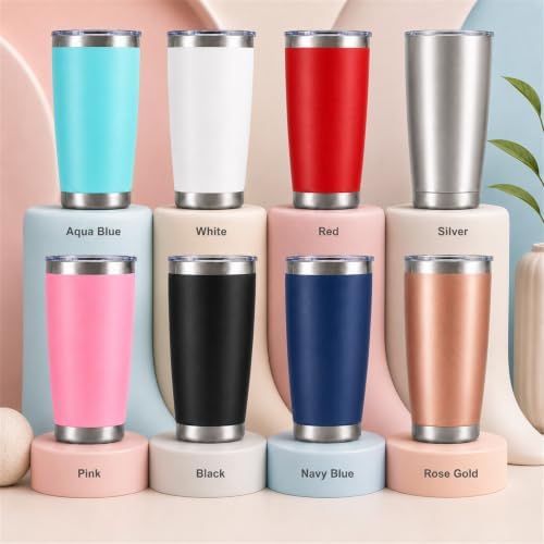 Pandance 20oz Stainless Steel Insulated Tumblers Bulk, Silver, 12 Pack - Image 6