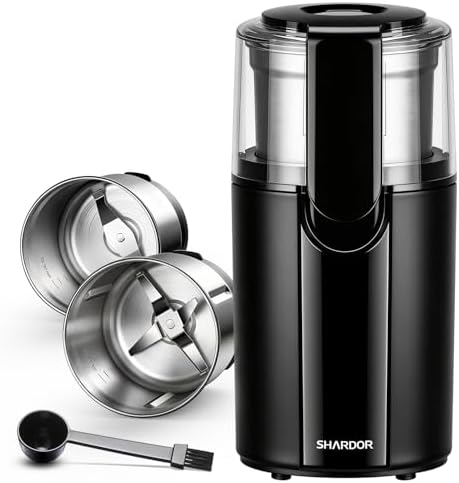 SHARDOR Coffee Grinder Electric, Spice, Herb, Grinder for Coffee Bean Spices and Seeds with 2 Removable Stainless Steel Bowls, Black by Shardor