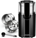 SHARDOR Coffee Grinder Electric, Spice, Herb, Grinder for Coffee Bean Spices and Seeds with 2 Removable Stainless Steel Bowls, Black by Shardor