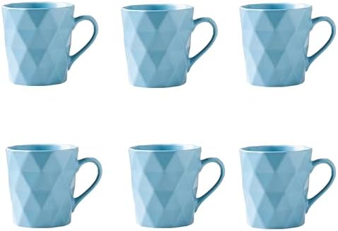 11 Ounce Porcelain Mugs, Set of 6, Tea and Cocoa Mug Set, Blue, Matte by MIWARE