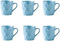 11 Ounce Porcelain Mugs, Set of 6, Tea and Cocoa Mug Set, Blue, Matte by MIWARE