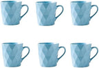 11 Ounce Porcelain Mugs, Set of 6, Tea and Cocoa Mug Set, Blue, Matte by MIWARE