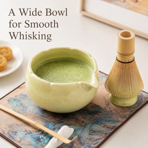 Ceramic Matcha Bowl Set with Bamboo Whisk, 8-Piece Tea Ceremony Gift - Image 2
