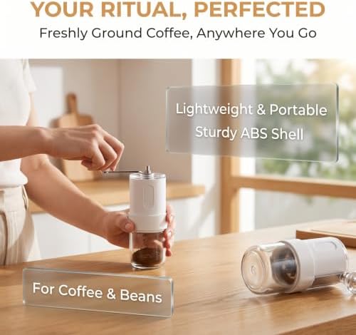 Portable Manual Coffee Grinder with Adjustable Ceramic Burr, Hand Crank Coffee Mill for Freshly Ground Coffee, Compact Spice Grinder for Travel, Camping & Home Brewing Red - Image 4