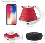 Food Grade Silicone Portable Collapsible Electric Travel Kettle (Red) - Image 2