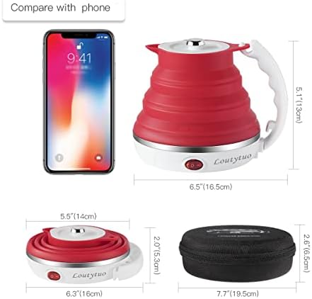 Food Grade Silicone Portable Collapsible Electric Travel Kettle (Red) - Image 2
