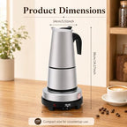 6 Cup Moka Pot, Electric Stovetop Espresso Maker with Electric Stove, Stainless Steel Coffee Maker for Cafes, Stores, Offices (6 Cup - 300ml) - Image 5