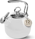 Chantal Classic Teakettle, 1.8 QT, Enamel On Steel, 2-Tone Harmonica Whistle, Rapid Boil and Even Heating (White) by Chantal