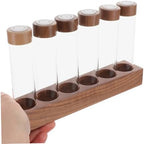HEALLILY Glass Coffee Bean Display Rack with Wooden Stand, 6 Tubes - Image 4