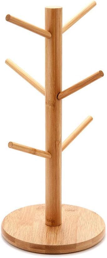 Cup Stand,Mug Stand,Creative Tree Shape Wooden Coffee Tea Cup Rack Storage Holder Stand Home Kitchen Mug Hanging Display Drinkware Shelf 6 Hooks Mug Stands - Image 2