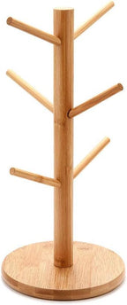 Cup Stand,Mug Stand,Creative Tree Shape Wooden Coffee Tea Cup Rack Storage Holder Stand Home Kitchen Mug Hanging Display Drinkware Shelf 6 Hooks Mug Stands - Image 2