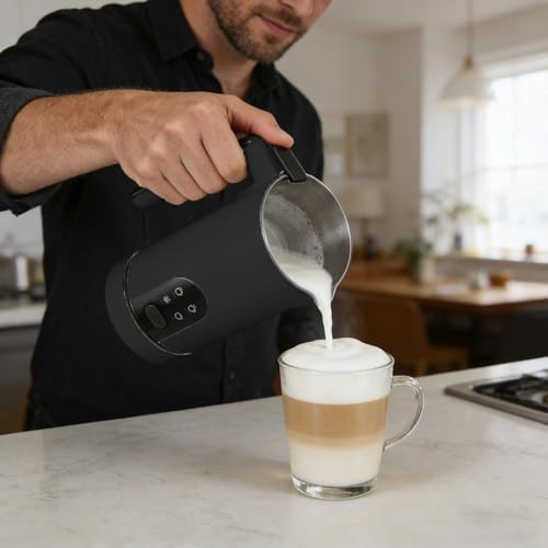 4-in-1 Electric Automatic Milk Frother, Milk Steamer & Foamer 11.8oz/350ml, Hot and Cold Foam Maker and Milk Warmer for Latte, Cappuccino, Matcha, Hot Chocolate (Black) - Image 2