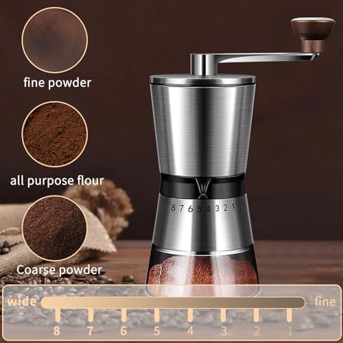 Manual Coffee Grinder Capacity 185g with 36MM Ceramic Grinding Conical Burr - External 8-Speed Adjustable Setting,French Press Coffee for Hand Grinder Gift - Image 5