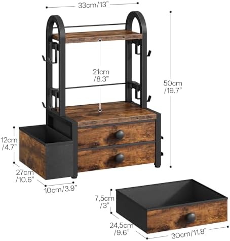 HOOBRO Bakers Rack and Coffee Mug Tree Bundle, Microwave Stand with Pots Rack, Kitchen Stand, Countertop Holder Rack for Kitchens, BF15UHB01G1-BF04CR01 - Image 7