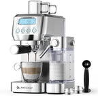 AMZCHEF Espresso Machine, Auto Milk Frother, 20 Bar Pressure, Silver by AMZCHEF