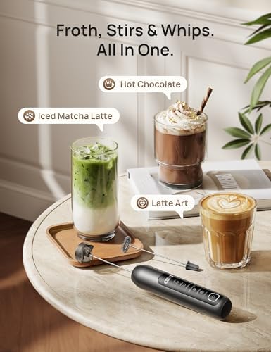 DREO BaristaMaker Nano Handheld Milk Frother Wand Coffe Frother Black - Image 3