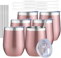 MEZMUT 12oz Insulated Wine Tumbler with Lid Wine Glass(Rose Gold,6 Pack) by MEZMUT