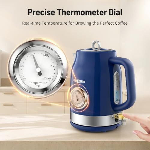Electric Kettle with Thermometer, 57oz Hot Water Pot, Retro Blue - Image 4