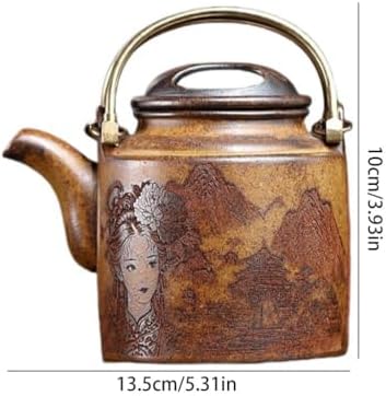 Tea Pot Chinese Style Handmade Handle Pot Household Kung Fu Tea Set Tea Maker Coffee Pot Teapot for Infuser (A One Size) - Image 2