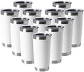 HASLE OUTFITTERS 20oz Tumblers Stainless Steel Mugs with Lid Double Wall Vacuum Insulated Coffee Cups for Cold & Hot Drinks (20oz-White, 12 Pack) by HASLEOUTFITTERS