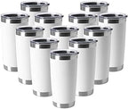 HASLE OUTFITTERS 20oz Tumblers Stainless Steel Mugs with Lid Double Wall Vacuum Insulated Coffee Cups for Cold & Hot Drinks (20oz-White, 12 Pack) by HASLEOUTFITTERS