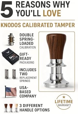 Calibrated Espresso Tamper 58mm Walnut Spring Loaded Design - Image 4