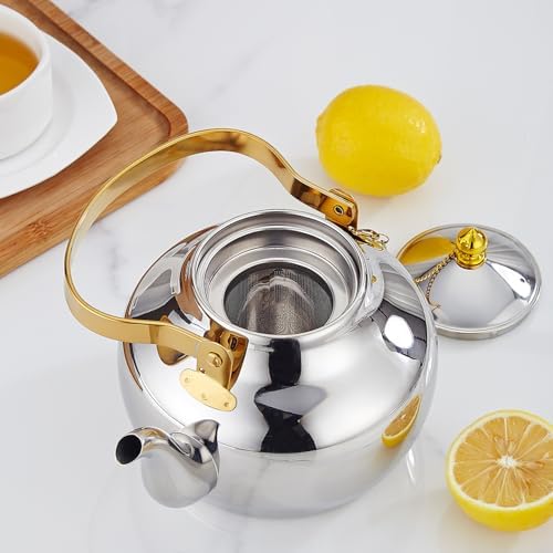 SANQIAHOME 2.1 Quart Stainless Steel Teapot With Infuser,Tea Kettle For Stove Top Minimalist Style - Image 6