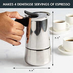 Primula Stainless Steel Stovetop Espresso Coffee Maker, 4-Cup, 3.5"D x 5"W x 7"H, Black Handle - Image 4
