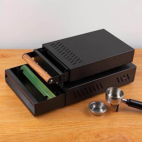 Espresso Knock Box Drawer Large Coffee Grounds Container Stainless Steel Coffee Knock Box Espresso Accessories Espresso Puck Knock Box Espresso Dump Bin Coffee Bar Accessories (BLACK) - Image 7