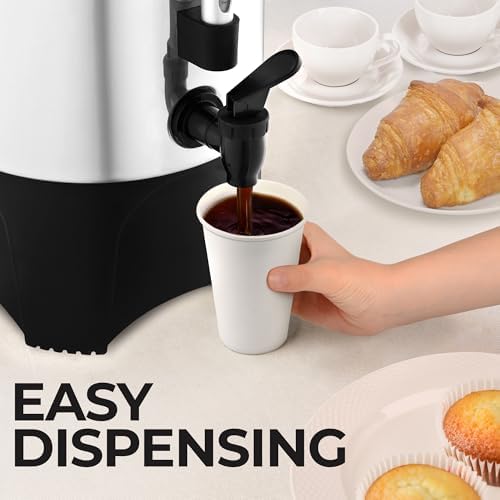 Zulay Commercial 45 Cup Coffee Urn - Stainless Steel Coffee Maker With Twist-Lock Lid & Cool-Touch Handles - Quick Brewing Coffee Maker With Keep Warm Mode For Events & Catering - Silver - Image 6