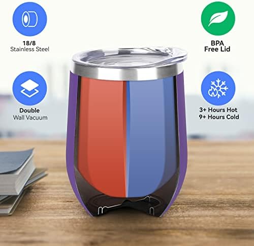 DOMICARE Stainless Steel Wine Tumbler Bulk with Lid, Personalized Insulated Tumblers Set, 12oz Travel Coffee Cups Pack of 16, Purple - Image 2
