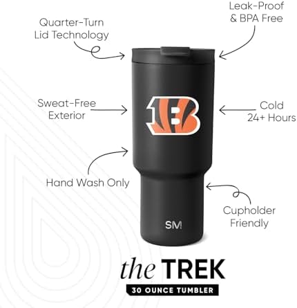Simple Modern Cincinnati Bengals Tumbler with Flip Lid, Straw 30oz | NFL - Image 2