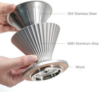 Pour Over Coffee Dripper Drip Coffee Pour Over Maker Resuable Blossom Cone Funnel Stainless Steel Metal Coffee Filter for Travel, Camping, Office, Home, Coffee Maker Brew (Deep Gray) - Image 2