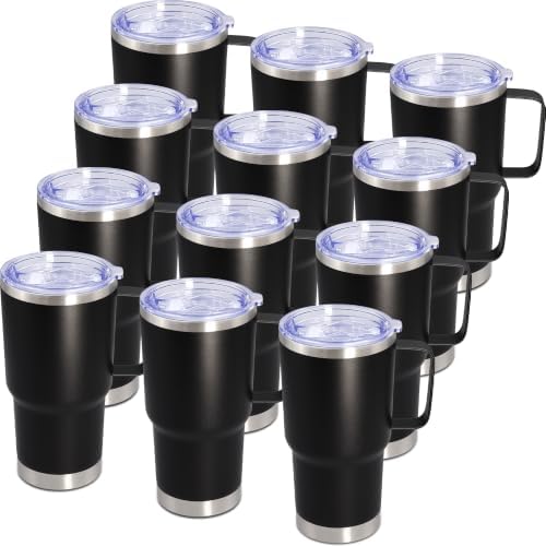 20 oz Tumbler with Handle and Lid Insulated Travel Coffee Mug Black 12P by ATQTQ