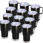 20 oz Tumbler with Handle and Lid Insulated Travel Coffee Mug Black 12P by ATQTQ