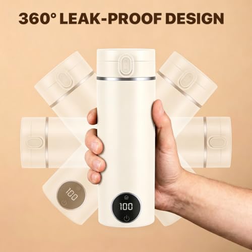 Portable Travel Tea Kettle,6 Preset Temp Plug-in Keep Warm,15 OZ 304 Stainless Steel,Electric Small Hot Water Boiler,Auto Shutoff&Boil Dry Protection,Mini Kettle for Coffee,Tea,Hotel RV Travel,Beige - Image 6